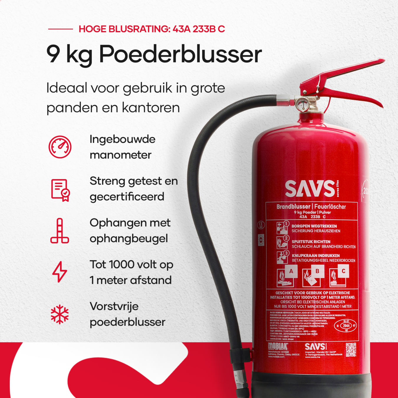 Koop SAVS Brandblusser poeder 9 kg