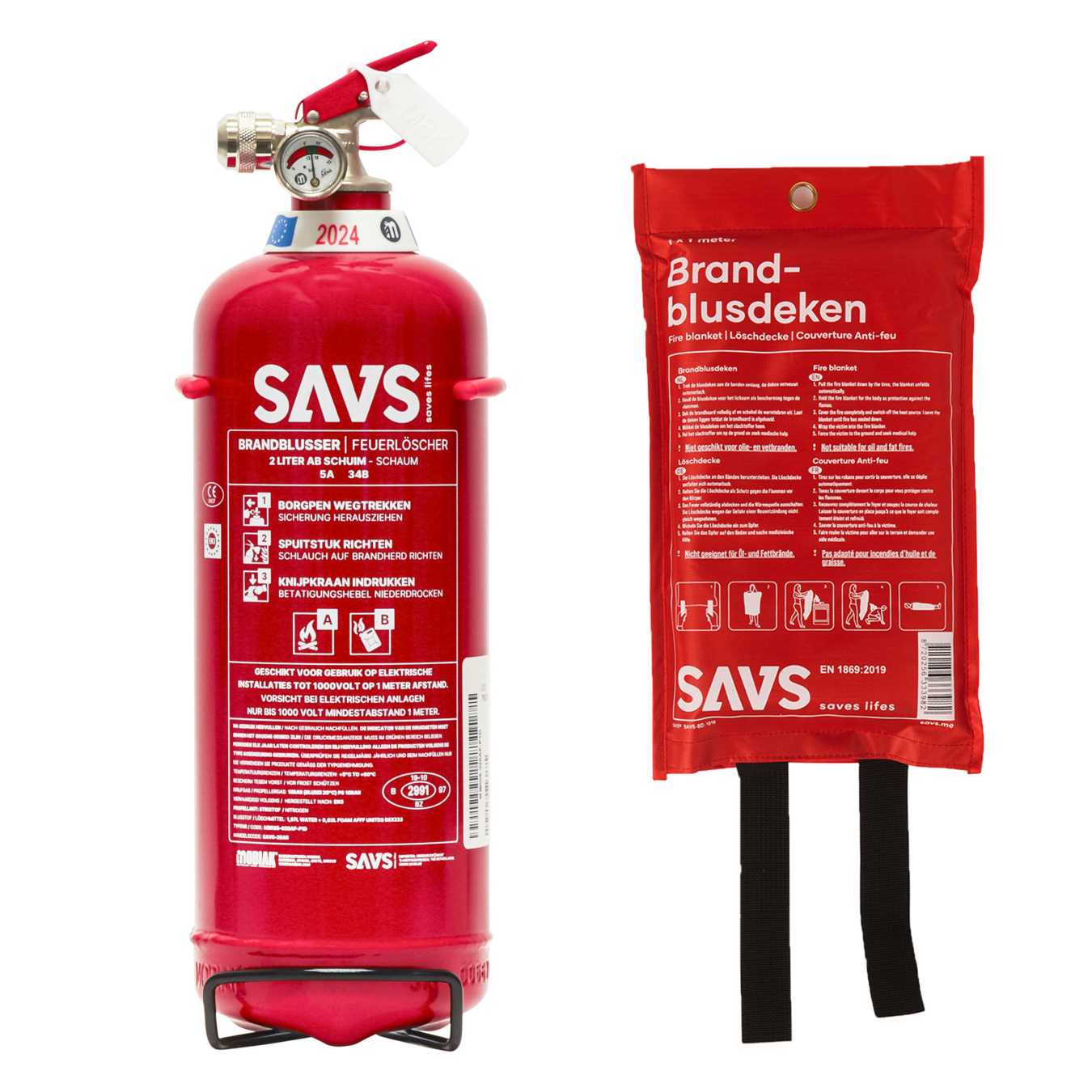 Koop SAVS® Brandblus box – Schuimblusser 2 Liter + Blusdeken – M