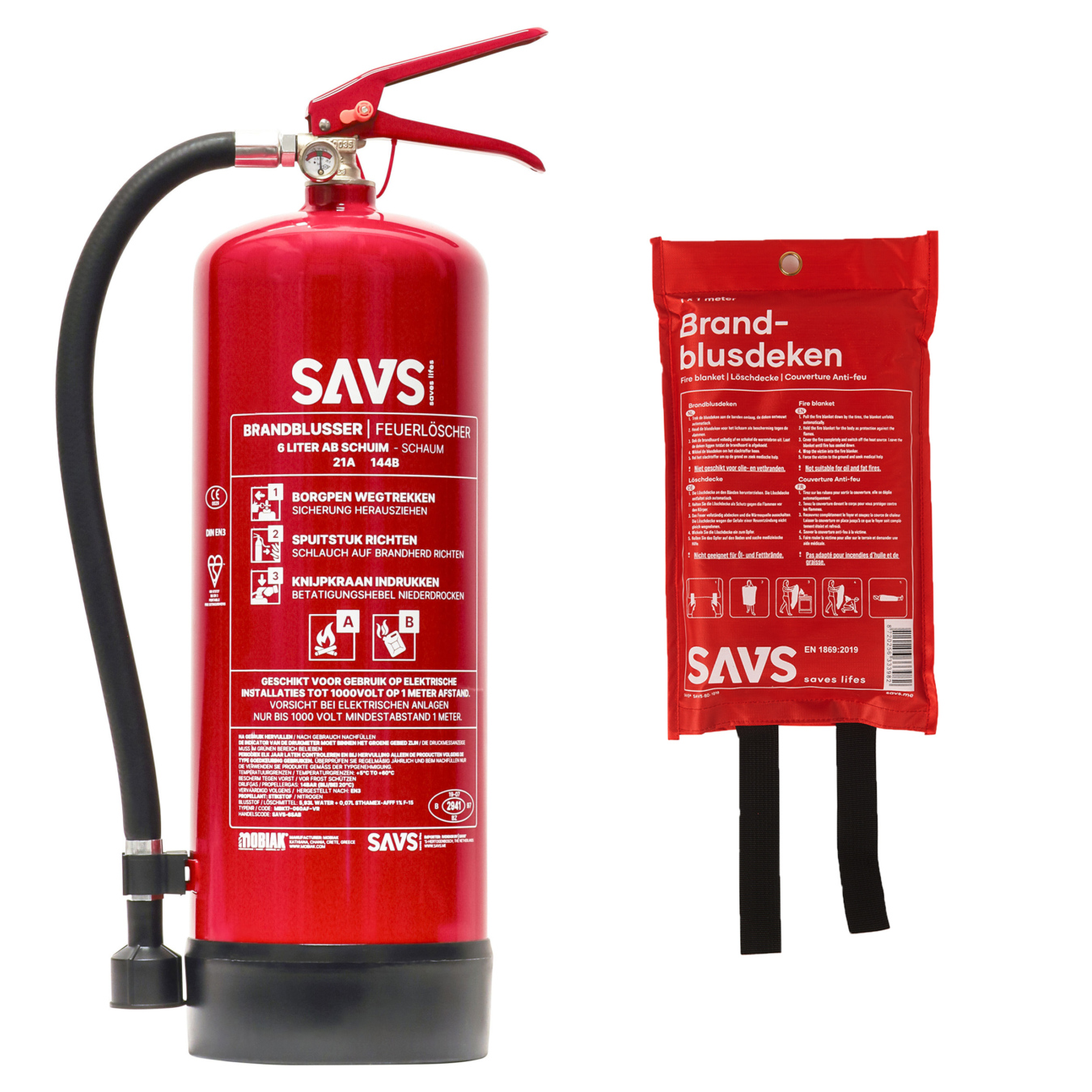 Koop SAVS® Brandblus box - Schuimblusser 6 Liter + Blusdeken - XL