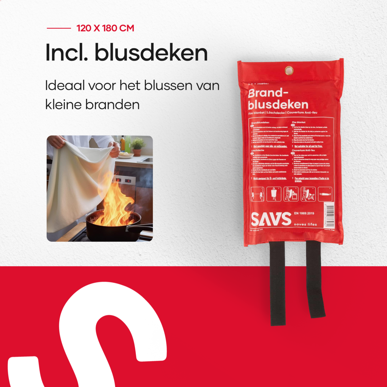 Koop SAVS® Brandblus box - Poederblusser 6 kg + Blusdeken - XL