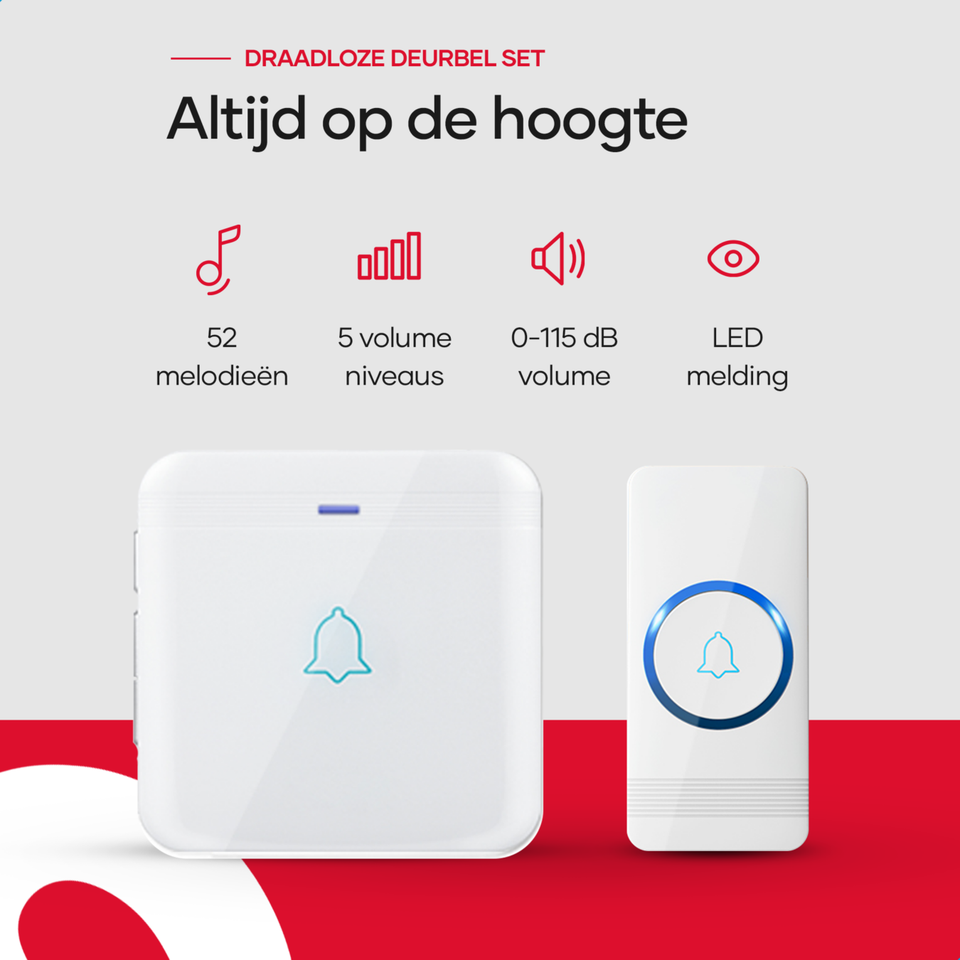 Koop SAVS SD-1W Draadloze deurbel met 1 ontvanger - Wit