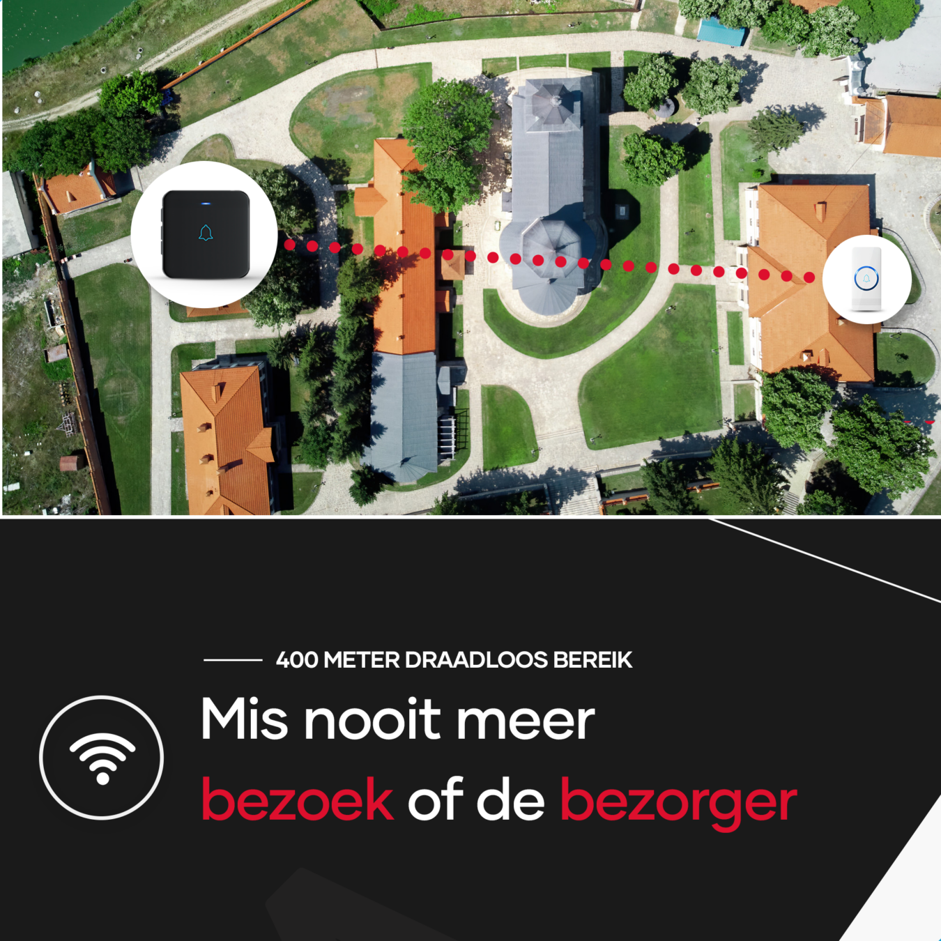 Koop SAVS SD-1W Draadloze deurbel met 1 ontvanger - Wit