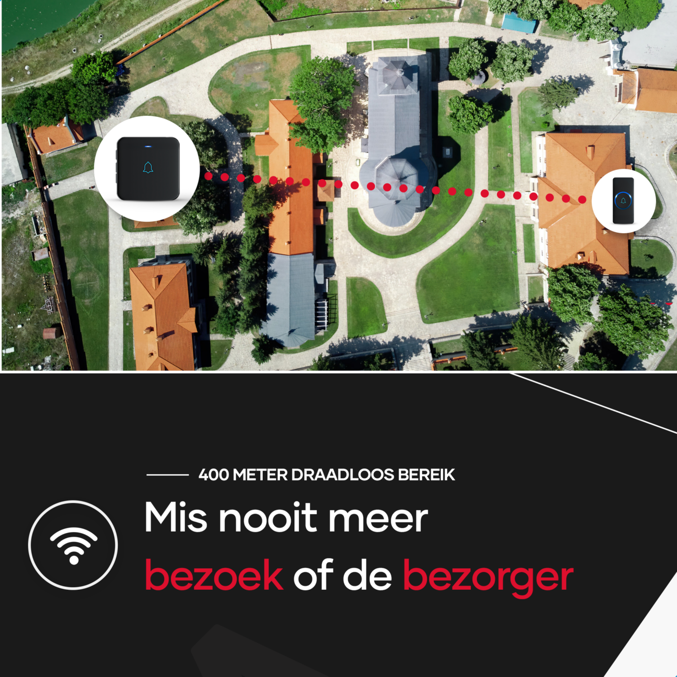 Koop SAVS SD-2B Draadloze deurbel met 2 ontvangers - Zwart