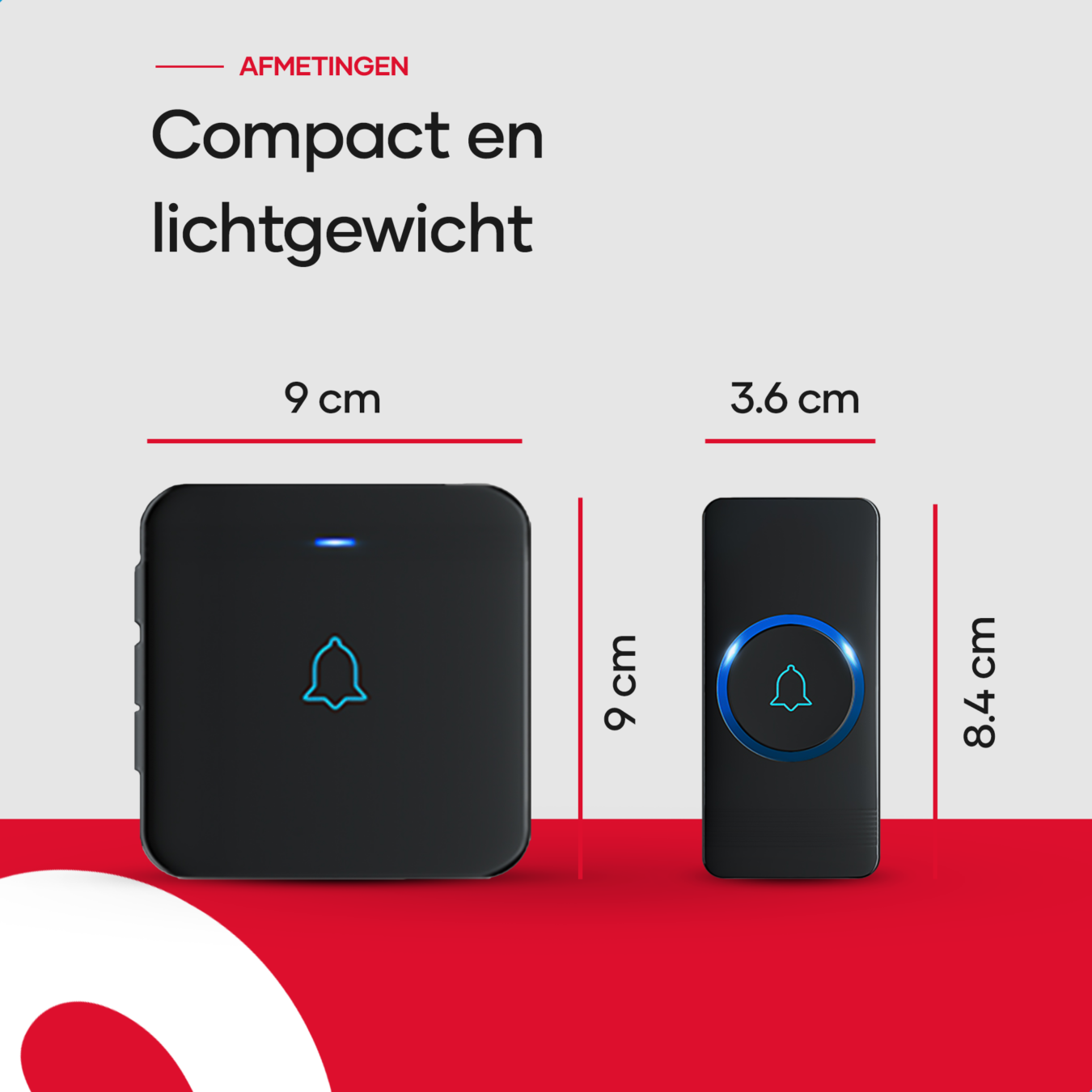 Koop SAVS SD-2B Draadloze deurbel met 2 ontvangers - Zwart
