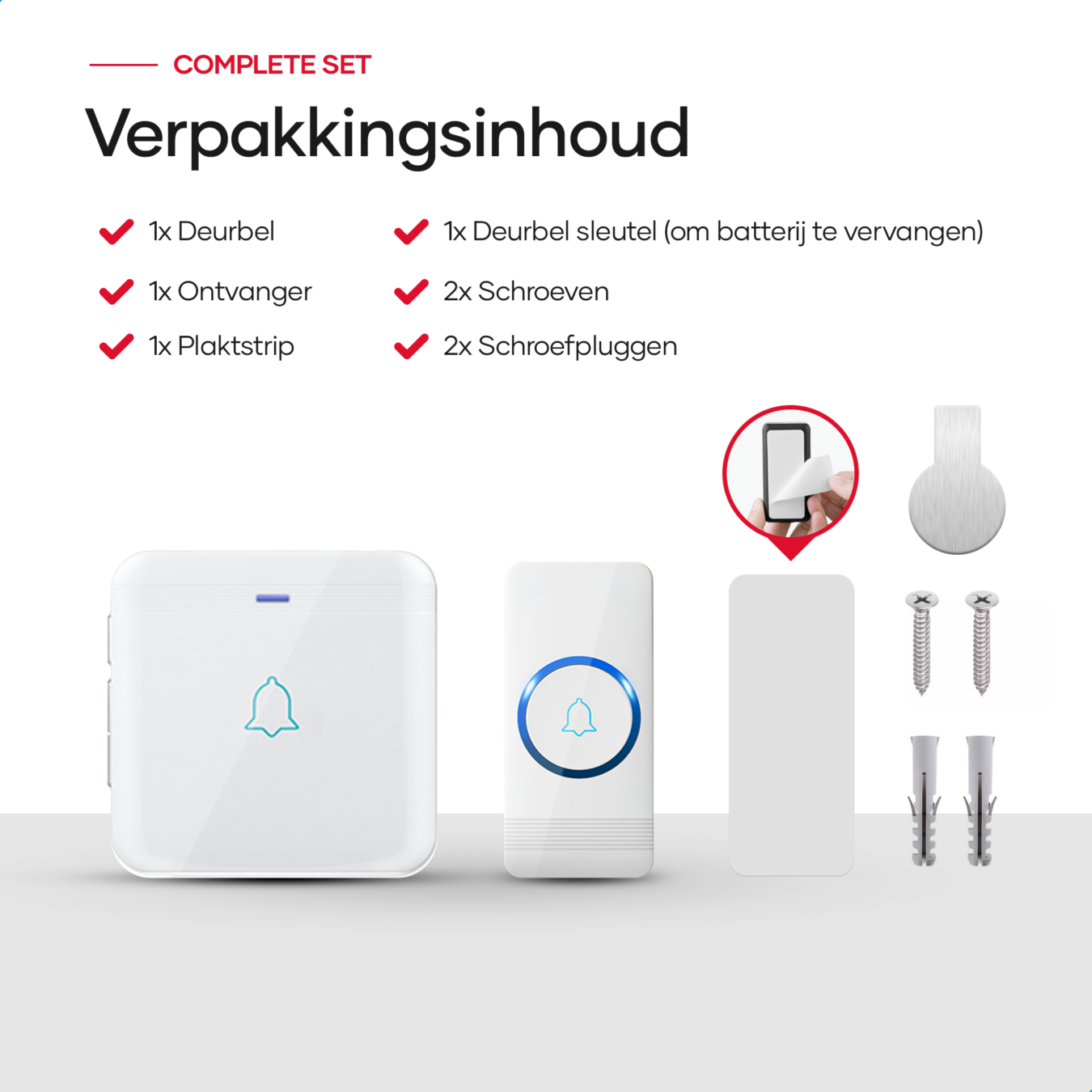Koop SAVS SD-1W Draadloze deurbel met 1 ontvanger - Wit
