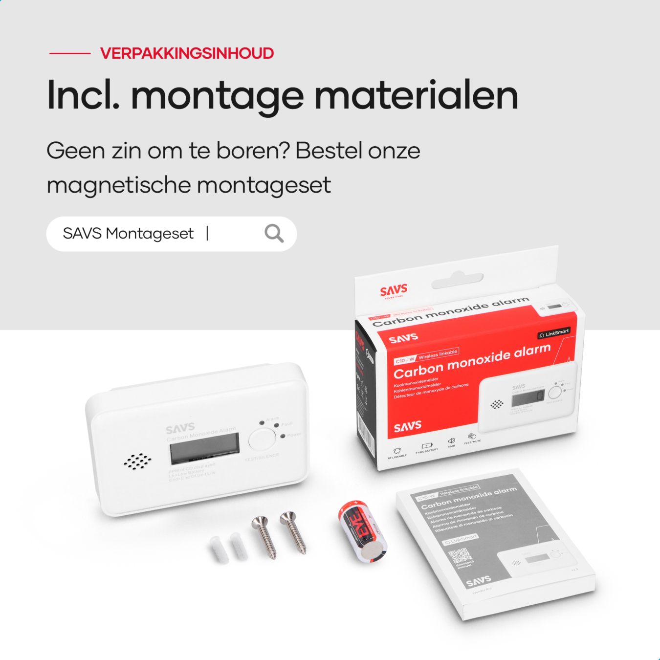 Koop SAVS C10-W Koolmonoxidemelder 2-pack – Draadloos koppelbaar - LinkSmart®