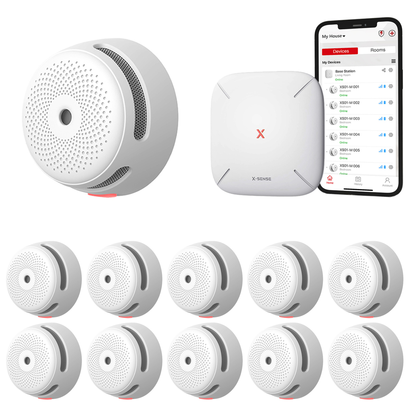 Koop X-Sense Link+ Pro bundel – 10 Rookmelders en Base Station